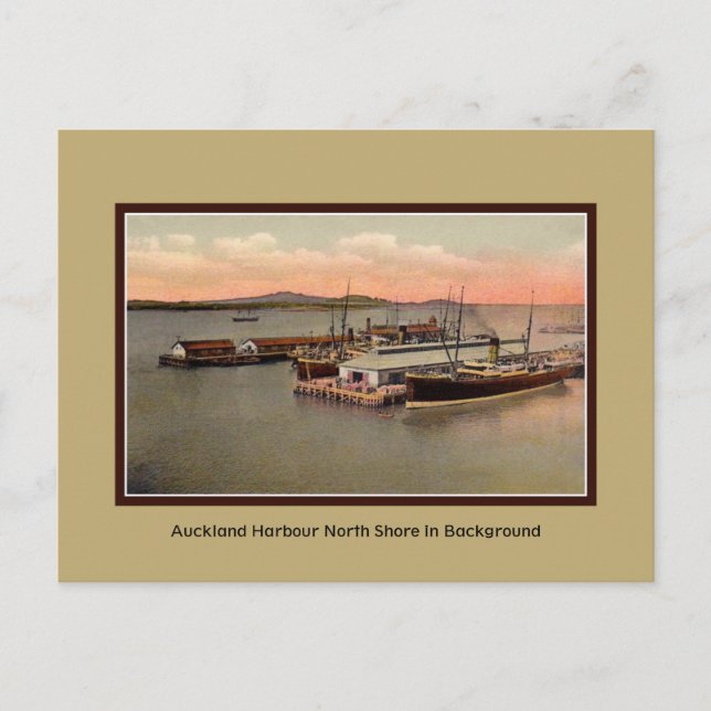 Postal Vintage Auckland Harbour, North Shore (Anverso)