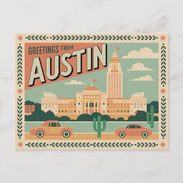 Postal Vintage Austin Postcard | Saludos desde Austin (Anverso)