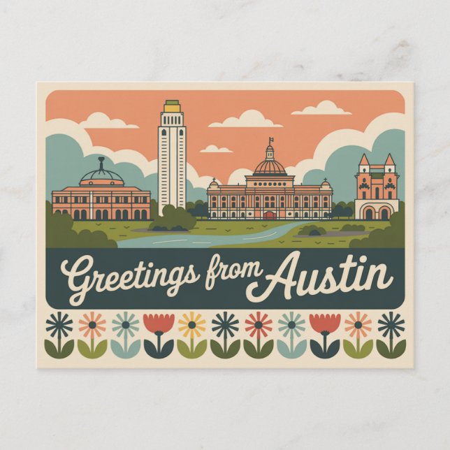 Postal Vintage Austin Postcard | Saludos desde Austin (Anverso)