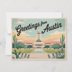 Postal Vintage Austin Postcard   Saludos desde Austin