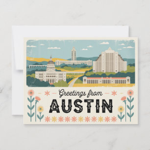 Postal Vintage Austin Postcard   Saludos desde Austin