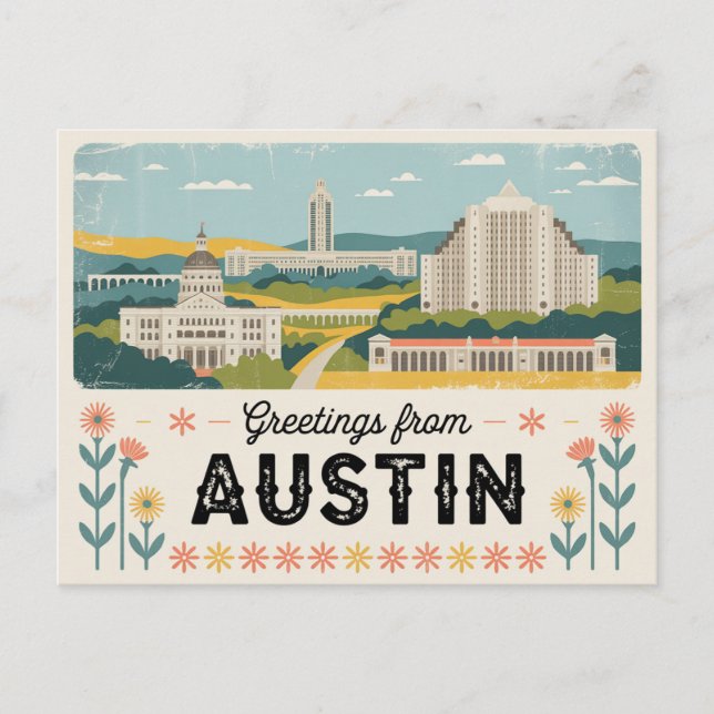 Postal Vintage Austin Postcard | Saludos desde Austin (Anverso)