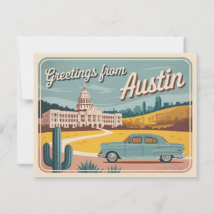 Postal Vintage Austin Postcard   Saludos desde Austin