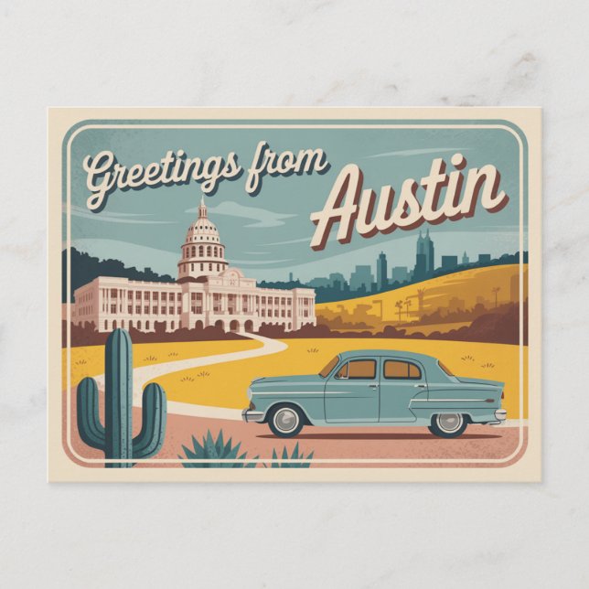 Postal Vintage Austin Postcard | Saludos desde Austin (Anverso)