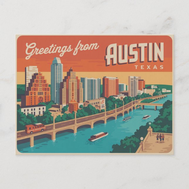 Postal Vintage Austin Postcard | Saludos desde Austin (Anverso)