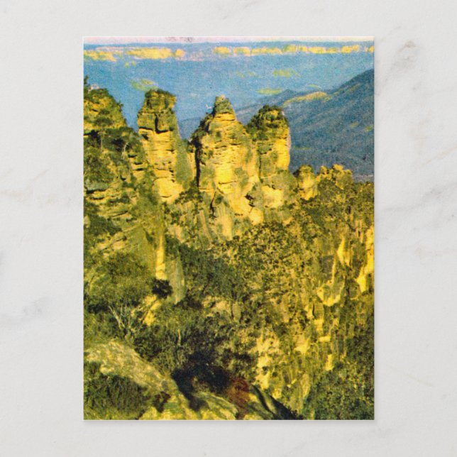 Postal Vintage Australia, Australia, tres hermanas rocas, (Anverso)