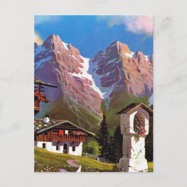 Postal Vintage Austria, Bildstock, pueblo tirolés (Anverso)