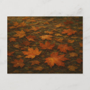 Postal Vintage Autumaves Maple Naranja Red Garden