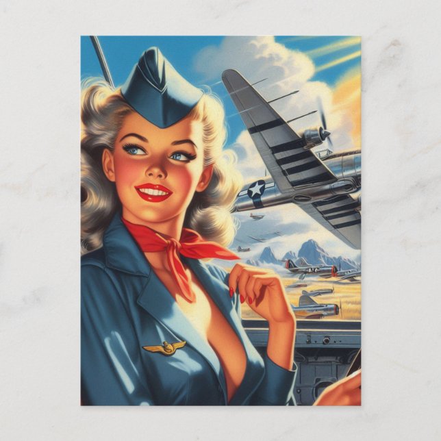 Postal Vintage Aviation Pin Up (Anverso)