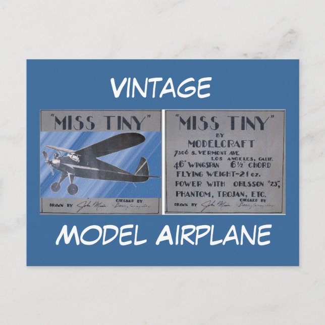 Postal - Vintage, avión modelo (Anverso)