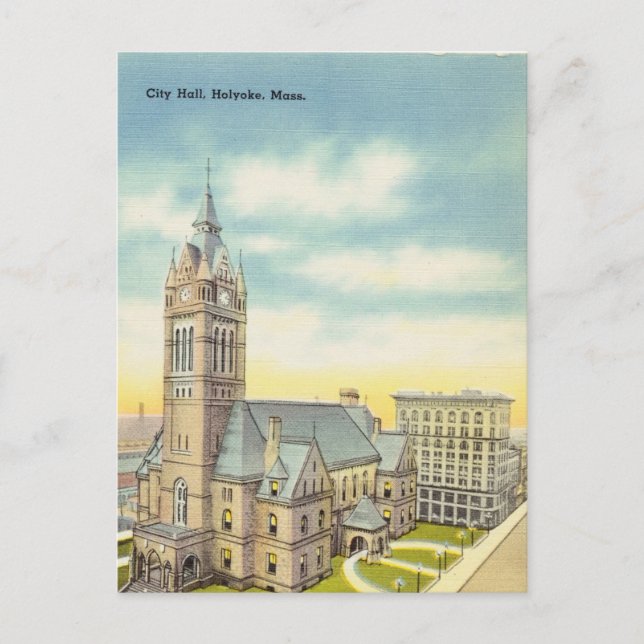 Postal Vintage, Ayuntamiento, Holyoke, Massachusetts (Anverso)