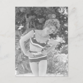 Postal Vintage B&W Photo Florida Bikini Chica