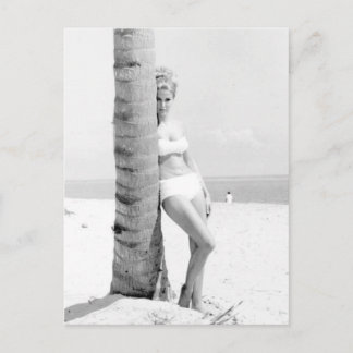 Postal Vintage B&W Photo Florida Bikini Chica