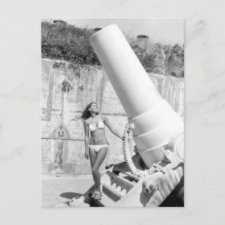 Postal Vintage B&W Photo Florida Bikini Chica