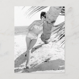 Postal Vintage B&W Photo Florida Bikini Chica