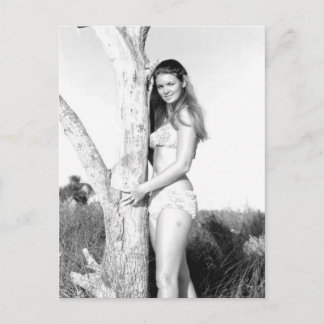 Postal Vintage B&W Photo Florida Bikini Chica