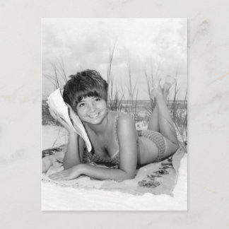 Postal Vintage B&W Photo Florida Bikini Chica