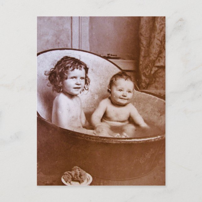 Postal Vintage Baby Bath Time (Anverso)