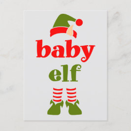 Postal Vintage Baby Elf en rojo y verde