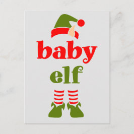 Postal Vintage Baby Elf en rojo y verde