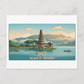 Postal Vintage Bali Ulun Danu Beratan Lake Temple Travel