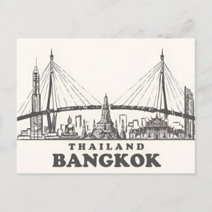 Postal Vintage Bangkok Tailandia Wat Travel acucolor