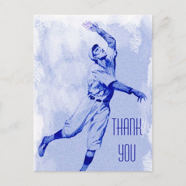 Postal Vintage Baseball Fielder Gracias Postcard (Anverso)