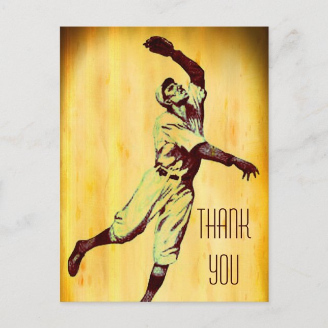 Postal Vintage Baseball Fielder Gracias Postcard (Anverso)
