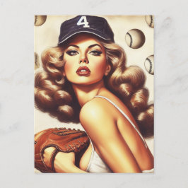 Postal Vintage Baseball Pin Up