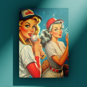 Postal Vintage Baseball Pin-Ups