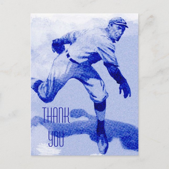 Postal Vintage Baseball Pitcher Gracias Postcard (Anverso)