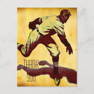 Postal Vintage Baseball Pitcher Gracias Postcard