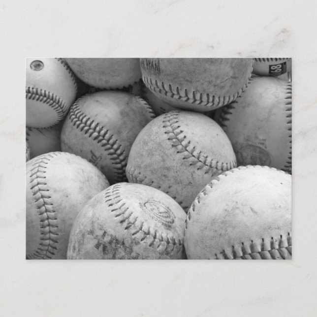 Postal Vintage Baseballs en Blanco y Negro (Anverso)