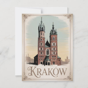 Postal Vintage basílico de la calle Krakow St. Mary