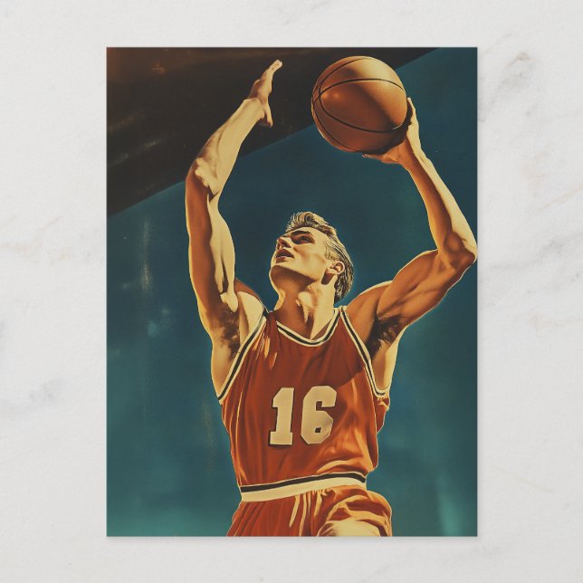 Postal Vintage Basketball Action Shot (Anverso)