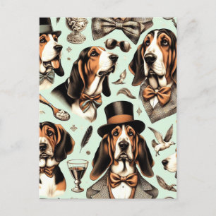 Postal Vintage Basset Hound Seamless
