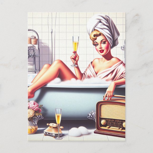 Postal Vintage Bath Pin Up (Anverso)
