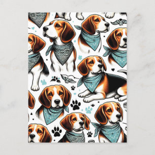 Postal Vintage Beagle Puppy Seamless