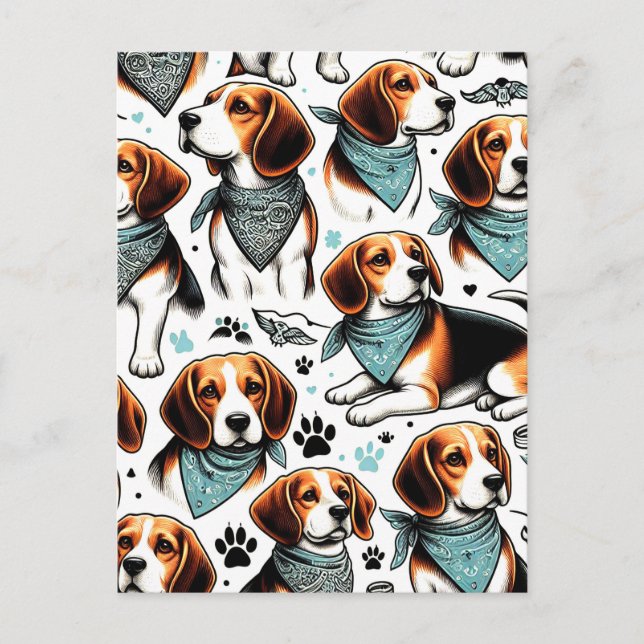 Postal Vintage Beagle Puppy Seamless (Anverso)