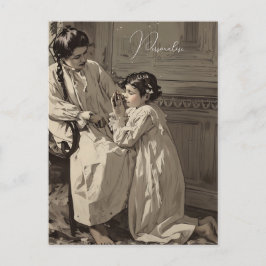 Postal Vintage Bedtime Victorian Chicas Oración Foto