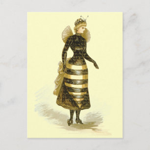 Postal Vintage Bee Lady