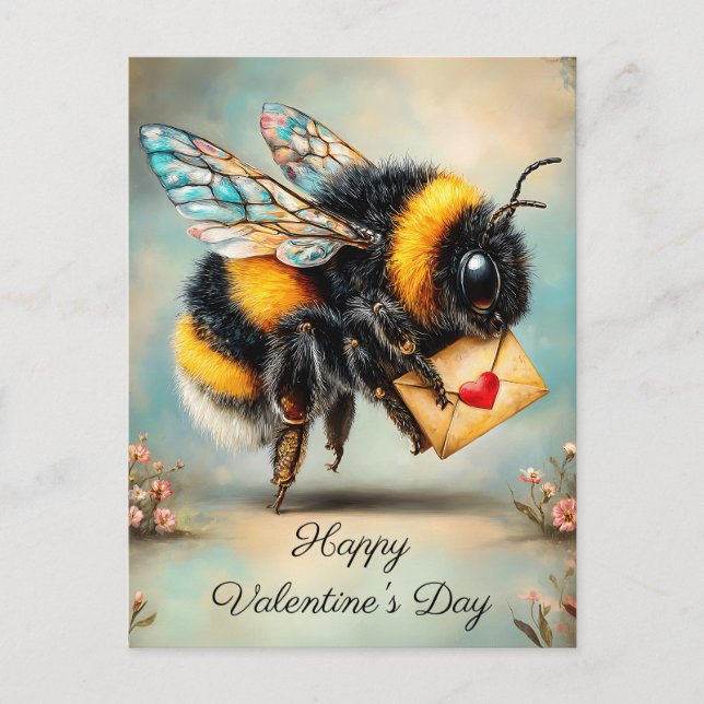Postal Vintage Bee Love Messenger (Anverso)