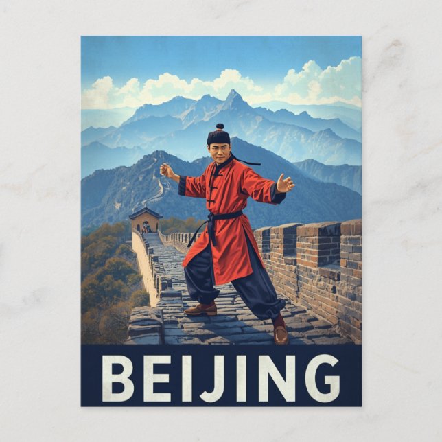 Postal Vintage Beijing Great Wall Kung Fu (Anverso)