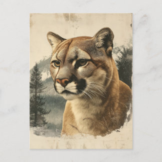 Postal Vintage Berglöwe In Winterlandschaft