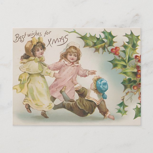 Postal Vintage Best Wishes For Christmas Card (Anverso)