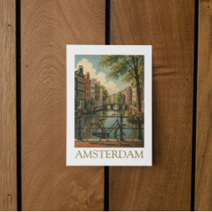Postal Vintage Bicicleta del Canal de Ámsterdam Viaje Ret