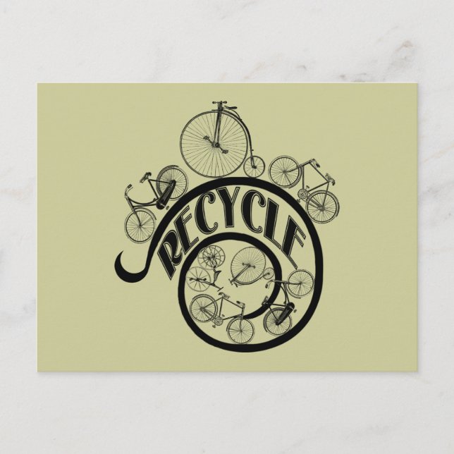Postal Vintage Bicicletas Ropa de Reciclaje y Regalos (Anverso)