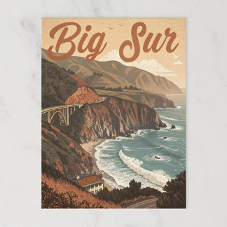 Postal Vintage Big Sur: Olas de Cliffside