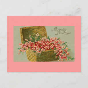 Postal Vintage Birday Flower Basket