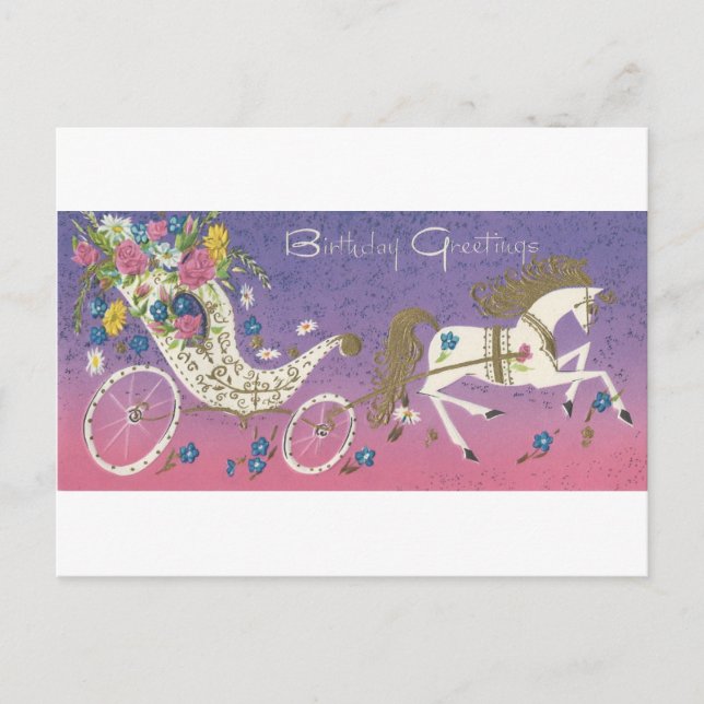 Postal Vintage Birthday Greetings Carriage (Anverso)